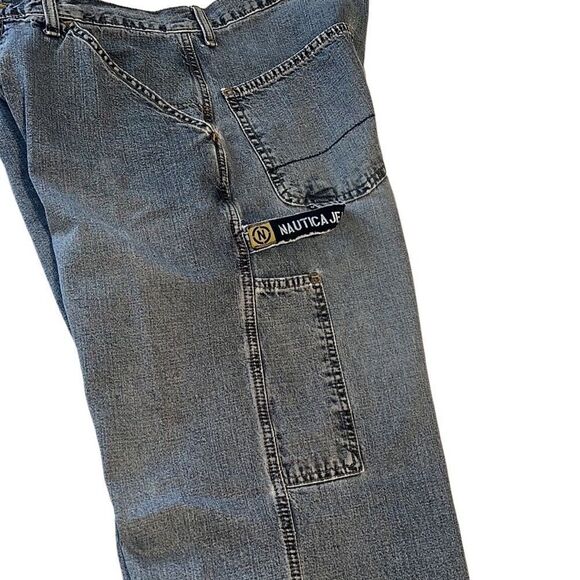 Nautica Blue Denim Loose Fit Carpenter Vintage Jeans Men's Size 34/30 - Picture 7 of 13